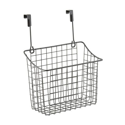 Large Grey Over the Cabinet Grid Basket | The Container Store Kitchen Storage Space, Under Sink Storage, Shop Cabinets, Plastic Bag Holders, Under Sink Organization, Door Organizer, Wire Storage, Recycle Bag, Sink Storage