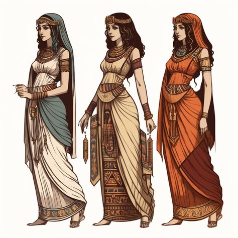 Ancient Egypt Outfits Aesthetic, Egyptian Attire For Women, African Ancient Clothes, Old Egypt Clothes, Ancient Outfits Female, Ancient Egypt Outfits Women, Eygptain Clothes, Egyptian Cultural Clothing, Royal Egyptian Clothing