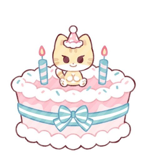 Kawaii Birthday Stickers, Happy Birthday Ych Base, Chibi Birthday Pose, Birthday Base Drawing, Holding Cake Pose Drawing, Cake Character Design, Birthday Art Reference, Birthday Art Drawings, Chibi Birthday