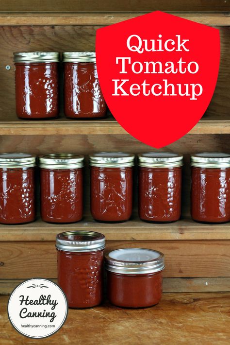 Quick Tomato Ketchup - Healthy Canning Heinz Ketchup Recipe, Diy Ketchup, Homemade Tomato Ketchup, Tomato Ketchup Recipe, Healthy Canning, Homemade Ketchup Recipes, Pressure Canning Recipes, Ketchup Recipe, Pickling Salt