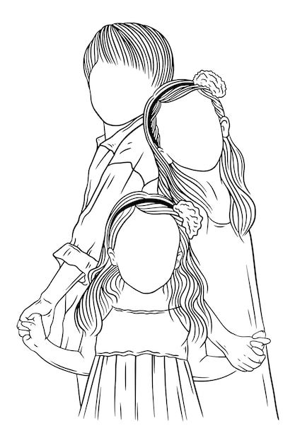 Happy family brother and sister sibling ... | Premium Vector #Freepik #vector #happy-home #family-baby #happy-family #kids-love Brother And Sister Drawing Easy, Kids Line Art, Sibling Art, Sisters Drawing, Pencil Sketches Easy, Baby Sketch, Daughter And Son, Art Prints Boho, Brother And Sister Love