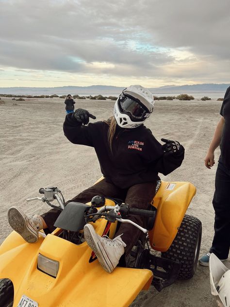 Quad Riding Outfit Woman, Quad Riding Aesthetic, Four Wheeling Aesthetic, Quading Aesthetic, 4wheeler Aesthetic, 4 Wheeler Aesthetic, Quad Biking Aesthetic, Fourwheeling Aesthetic, Buff Unicorn