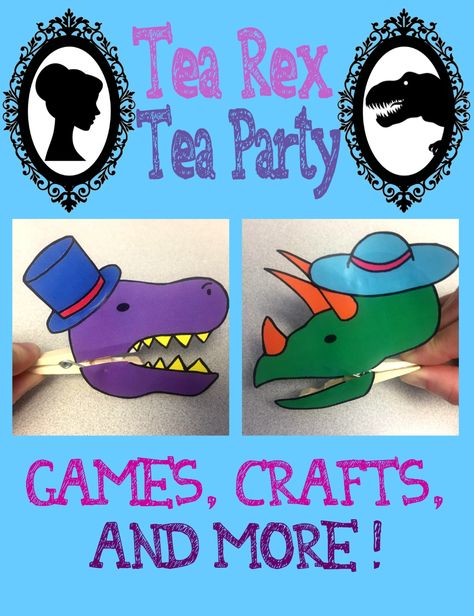 Kids Programming–T-Rex Tea Party – The Lego Librarian Library Program Ideas, Public Library Programs, Tea Party Activities, Tea Party Attire, Inflatable Dinosaur Costume, Tea Party Games, Passive Programs, Kids Tea Party, Tea Rex