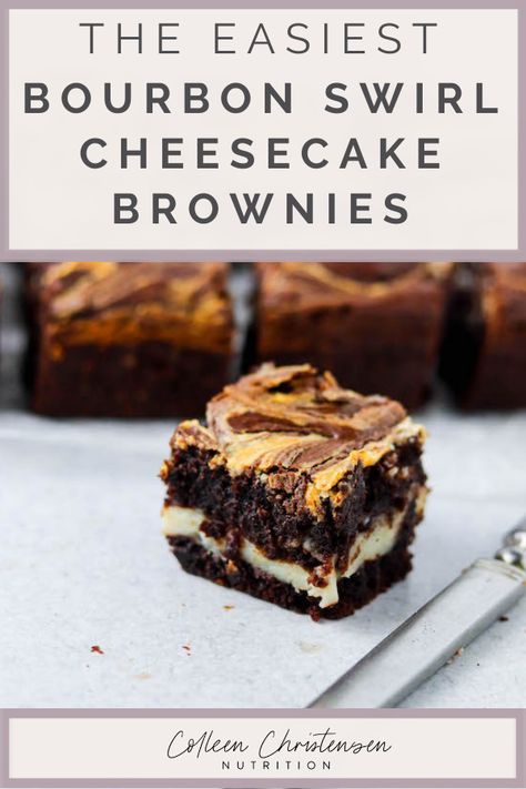 bourbon cream cheese brownies Bourbon Baking Recipes, Alcohol Brownies, Bourbon Dinner Recipes, Bourbon Cheesecake Recipes, Bourbon Dessert Recipes, Boozy Brownies, Bourbon Desserts, Boozy Cookies, Colleen Christensen