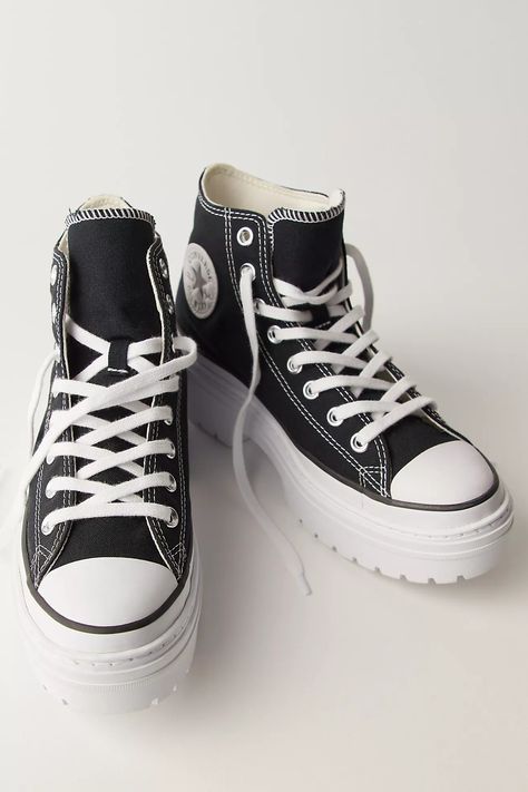 Chuck Taylor All Star Lugged Heel Platform Sneakers | Free People High Converse, Converse Chuck Taylor All Star Lugged, How To Lace Converse, Chuck Taylor All Star Lugged, All Star Lugged, Converse Platform, Platform Converse, All Stars Converse, Black Converse