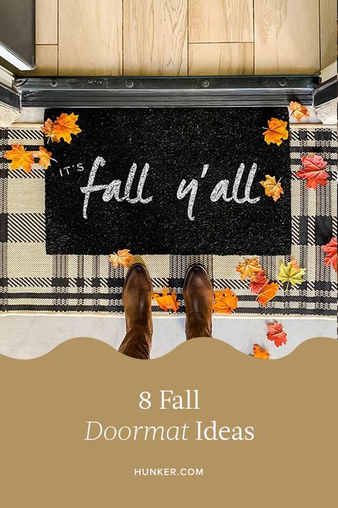 Home Door Mat, Hello Doormat, Fall Doormat, Fall Decorating Ideas, Outdoor Candles, Can Diy, Diy Pumpkin, Stencil Diy, Home Doors