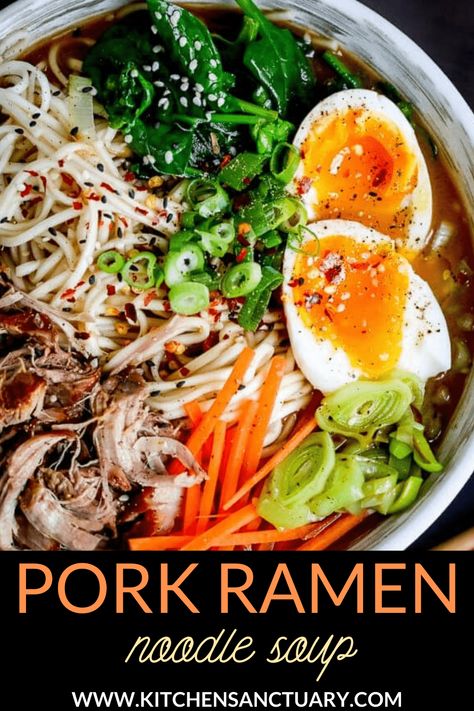 Spicy Pork Ramen, Pork Ramen Recipe, Chicken Ramen Noodle Recipes, Ramen Noodle Recipes Soup, Soup Pork, Ramen Noodles Recipe, Soup Spicy, Pork Ramen, Pork Noodles