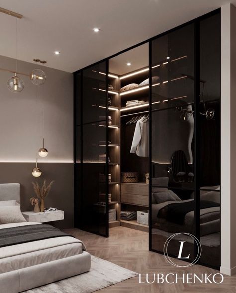 Bedroom With Open Closet, Dressing Area In Bedroom, Modern Luxe Bedroom, Bedroom With Closet, Small Wardrobe Design, Modern Closet Designs, Dream House Bedroom, Stylish Room Decor, Bedroom With Walk In Closet