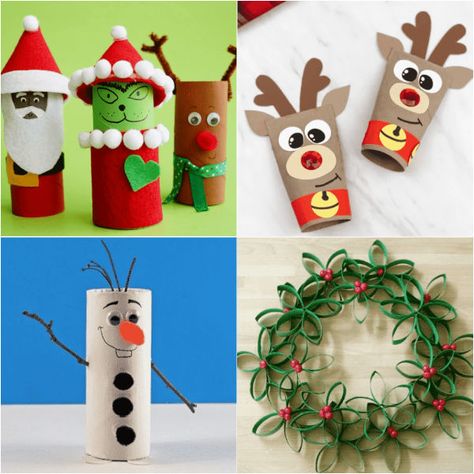 Toilet Paper Roll Christmas Crafts - 24 Easy and Fun Ideas Christmas Room Decor Ideas Diy, Paper Roll Christmas Crafts, Toilet Paper Roll Christmas Crafts, Toilet Paper Roll Christmas, Paper Roll Christmas, Christmas Room Decor Ideas, Homemade Mod Podge, Diy Toilet Paper, Room Decor Ideas Diy