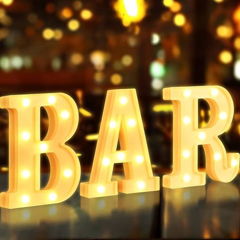 Letter Lamp, Letter Lights, Lighted Marquee Letters, Home Table Decor, Light Up Letters, Marquee Lights, Bar Logo, Light Letters, Light Sign