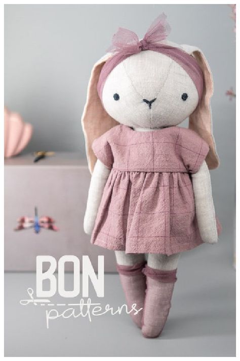 Boys Sewing Patterns, Doll Patterns Free, Printable Sewing Patterns, Rag Doll Pattern, Fabric Sewing Patterns, Rabbit Dolls, Doll Sewing Patterns, Bunny Doll, Sewing Dolls