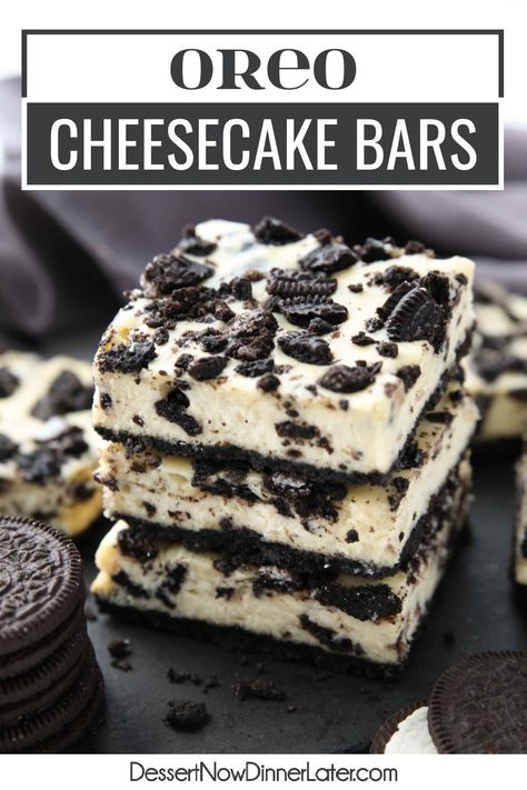 Cookie Dough Cream Cheese Bars, Cheesecake Cookies And Cream, Easy Cookies And Cream Cheesecake, Birthday Cake Cheesecake Bars, Oreo Cheesecake Bar, Oreo Cookie Cheesecake Cups, Oreo Cheesecake Bars Easy, Oreo Brownie Cheesecake Bars, Oreo Dessert Cheesecake