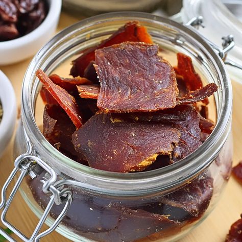 vegan jerky recipe (3) Vegan Jerky Recipe, Vegan Jerky, Jerky Recipe, Seitan Recipes, Protein Rich Snacks, Soy Curls, Jerky Recipes, Nutritious Snacks, Seitan