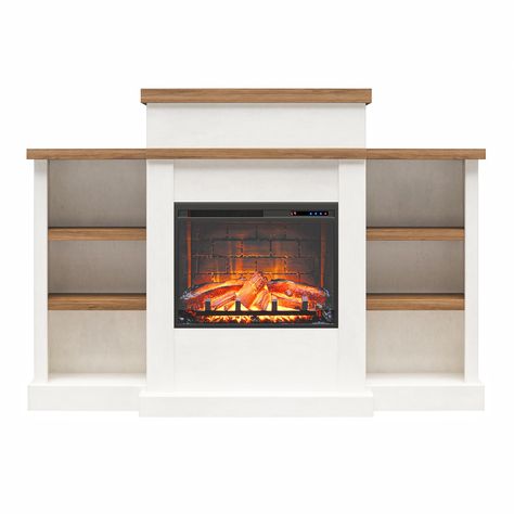 PRICES MAY VARY. FIREPLACE AMBIANCE MADE EASY: Get a fireplace effect without all of the maintenance with the Ameriwood Home Gateswood Electric Fireplace with Mantel and Bookcase VERSATILE DESIGN AND ADJUSTABLE SHELVING: Made of laminated MDF and particleboard, the two-toned woodgrain finish gives an updated, modern aesthetic; Adjustable shelving allows you to customize bookcase AMPLE STORAGE AND DISPLAY SPACE: 3 tiered Fireplace features 2 bookcases with 3 shelves each on either side of the fir Walnut Shelving, Fireplace With Mantel, White Electric Fireplace, Electric Fireplace With Mantel, White Mantel, Plaster Finish, Electric Fireplace Insert, Laminated Mdf, Fireplace Insert