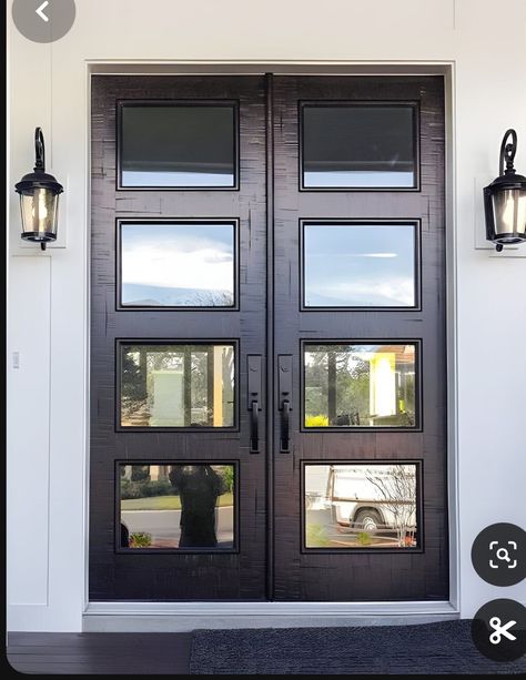 Front Entrance Ideas, Door Black And White, Entrance Ideas, Door Black, Double Entry Doors, Door Entry, Front Entrance, Florida House, Double Door