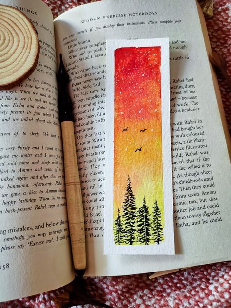 Watercolor bookmarks, bookmark idea, diy art, Painting ideas, sunset painting Easy Painted Bookmarks, Bookmark Ideas Painting, Easy Bookmarks Painting, Diy Bookmarks Painting, Watercolor Bookmarks Ideas Simple, Bookmarks Painting Ideas, Diy Painted Bookmarks, Painted Bookmarks Ideas, Watercolor Art Bookmarks