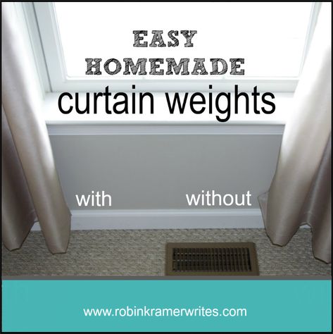 Curtains Don't Drape Well? Try These Easy Homemade DIY Curtain Weights - Robin Kramer Writes Drapery Weights Diy, Diy Curtain Weights, Curtain Weights Diy, Outdoor Curtain Weights, Old End Tables, Shades Of Grey Paint, Shower Curtain Weights, Ingenious Ideas, Hanging Curtain Rods