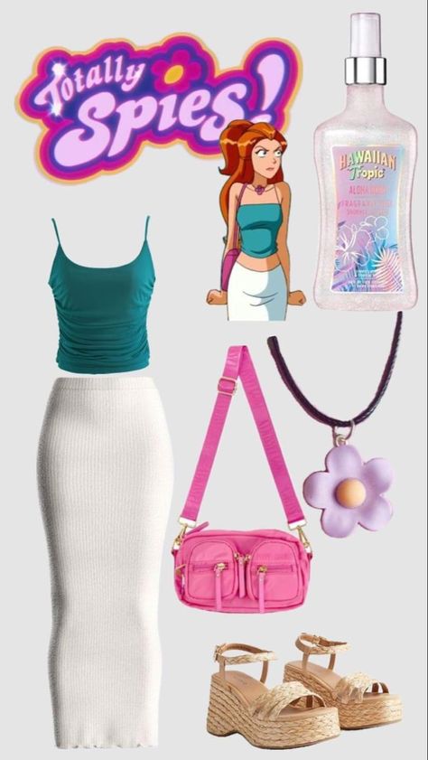 Movie Fits Ideas, Total Spies Outfits, Totally Spies Inspired Outfits, Cartoon Character Inspired Outfits, Sam Totally Spies Outfit, Totally Spies Sam Outfits, Cartoon Outfits Ideas Inspiration, Anime Inspired Outfits Aesthetic, Cartoon Characters Outfits