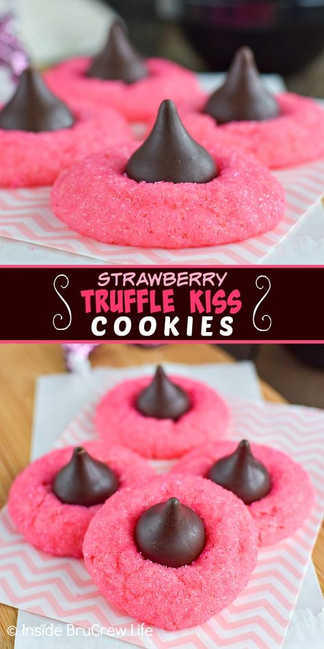 Cake Mix Cookies Valentines, Chocolate Covered Strawberry Brownies Recipe, Easy Valentine Cake Ideas, Valentine Kiss Cookies, Valentine Foods For Kids, Easy Valentines Baking, Valentine Sweet Treats Easy Recipes, Cake Mix Cookie Ideas, Valentine's Desserts Easy