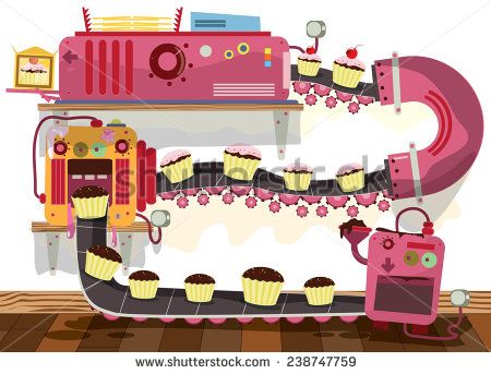 cake factory cartoon. A cute and funny cake factory machines. This is a funny cake manufacturing plant. - stock photo Cartoon Factory, Factory Illustration, Maker Fun Factory Vbs, Maker Fun Factory, Santa Cartoon, Cookie Factory, Sweet Factory, Hug Illustration, Graphic Artist Designer