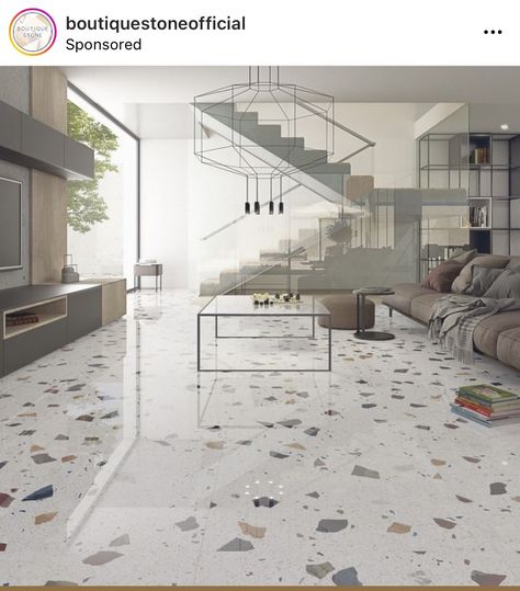 Terrazzo Flooring Kitchen, Terazzo Floor, Monochrome Bathroom, Floor Grout, Black Rooms, Limestone Flooring, Polished Porcelain Tiles, Terrazzo Flooring, Flooring Materials