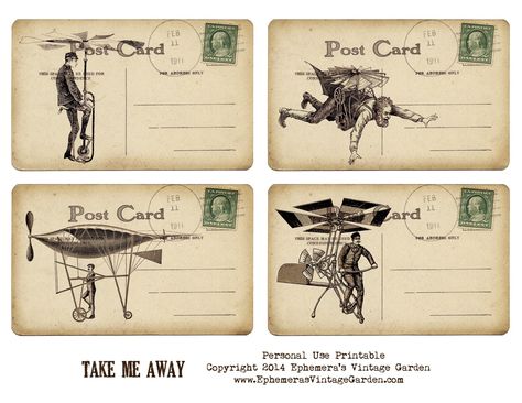 Free+Printable+Steampunk+Postcards Steampunk Printables, Steampunk Scrapbook, Steampunk Cards, Steampunk Images, Papel Vintage, Steampunk Crafts, Postal Vintage, Journal Vintage, Images Vintage