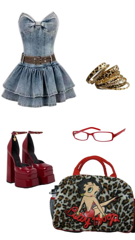 Red Y2k Outfit, Red Y2k, Cute Leopard, Outfit Cute, Outfits Y2k, Leopard Fashion, Different Outfits, 2000s Fashion, Betty Boop