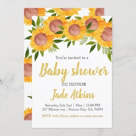 Cute rustic sunflower baby shower invite - Popular Zazzle Product! Best choice, tags : #invitations, #tshirt, #card, #InvitationsCard, #legging, #trending, #holiday Second Birthday Girl, Card Shower Invitations, Sunflower Baby Shower Invitations, Sunflower Baby Shower, First Birthday Favors, First Birthday Invite, Sunflower Baby Showers, First Birthday Games, Party Themes Ideas