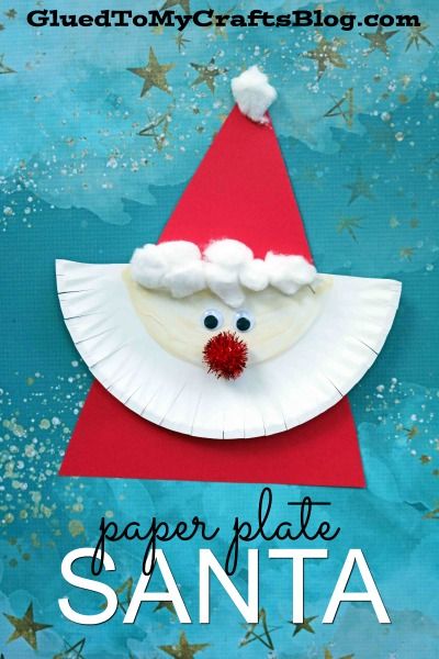 Paper Plate Santa - Christmas Themed Kid Craft Idea Paper Plate Santa, Santa Kids Crafts, Rudolph Crafts, Santa Claus Crafts, December Crafts, Christmas Crafts For Toddlers, Preschool Christmas Crafts, Santa Crafts, Kid Craft