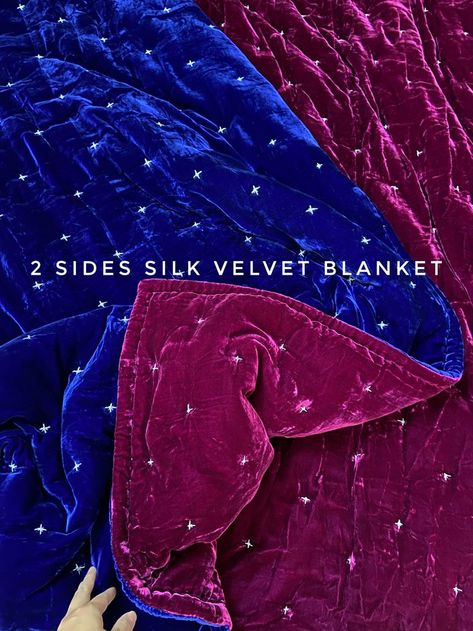 100% Silk Velvet fabric blanket Hand Stitched Quilt, Velvet Bedding Sets, Queen Blanket, Bedroom Quilts, Velvet Bed, Velvet Blanket, Luxury Bedroom, Duvet Bedding Sets, Luxury Blanket