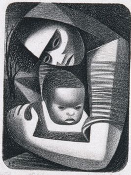 Lithograph by Elizabeth Catlett (1915-2012), 1944, Mother and Child Afrikaanse Kunst, Tableau Art, Afro Art, Art And Illustration, African American Art, Monoprint, Mother And Child, Metropolitan Museum Of Art, Metropolitan Museum