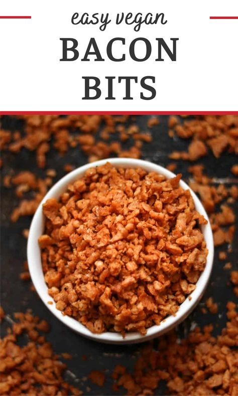 Tofu Bacon Bits, Tofu Bacon Recipe, Bacon Bits Recipes, Soy Free Snacks, Vegan Stroganoff, Healthy Condiments, Tvp Recipes, Tofu Bacon, Textured Vegetable Protein