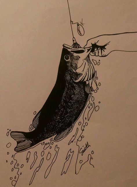 Smallmouth Bass Art, Large Mouth Bass Drawing, Largemouth Bass Tattoo, Bass Drawing, Fish Sketch, Smallmouth Bass, Pen Illustration, Western Tattoos, Largemouth Bass