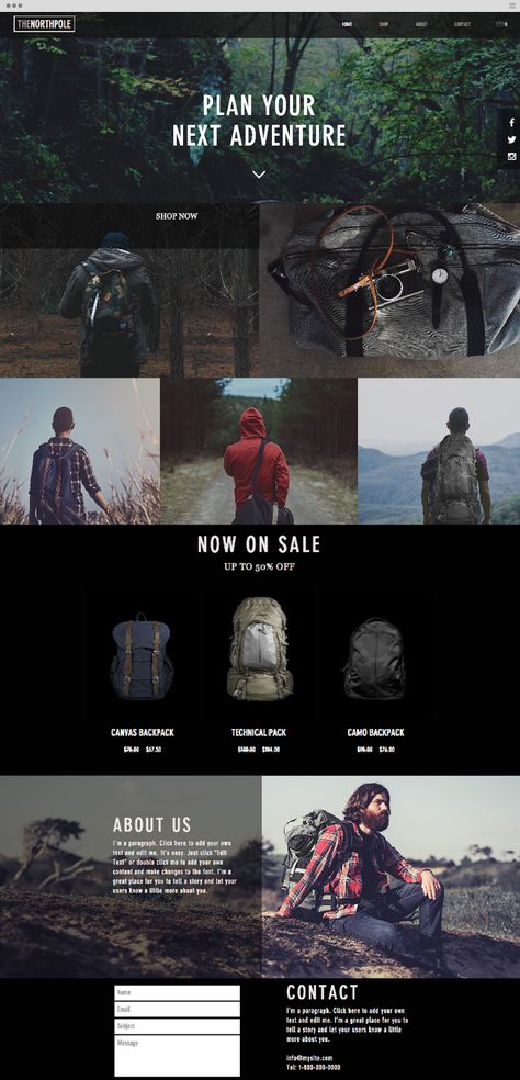 Hunting Website Design, Camping Website Design, Outdoor Website Design, Outdoor Website, Camping Website, Adventure Website, Wix Blog, Backpack Store, Wix Design