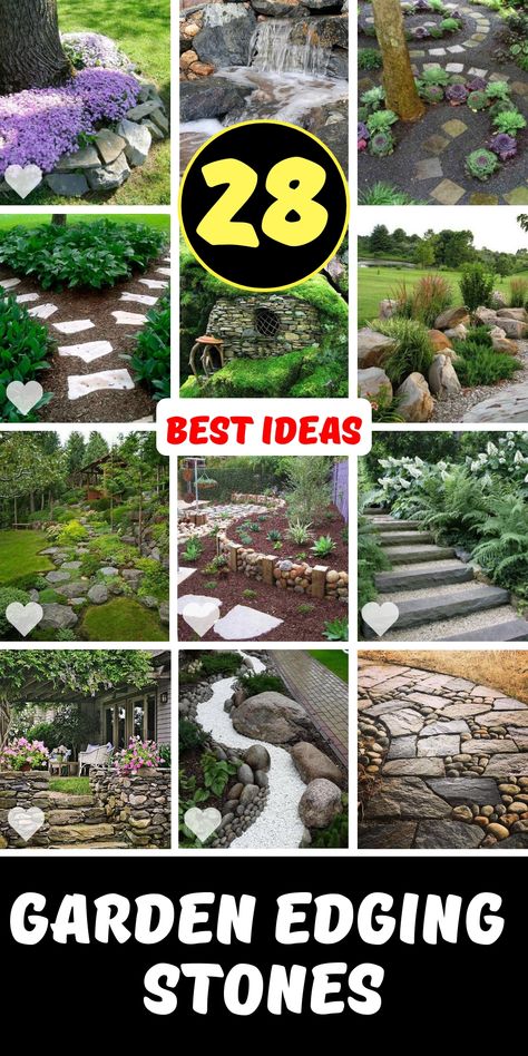 2024 is the year to elevate your garden with our selection of garden edging stones. From intricate borders edging to stylish stacked stones, theres something for every garden. Explore border ideas landscape that refreshes your space, and rock border flower bed designs that dazzle. Our guide is packed with bed edging tips, cobble beauty, and creative ideas for flower beds and house fronts, ensuring your garden stands out. Borders Around Flower Beds, Small Front Garden Border Ideas, Landscape Rock Edging, Flower Bed Borders Ideas, Rock Border Flower Bed, Garden Borders Ideas, Flowerbed Border Ideas, Flower Bed Border Ideas, Landscape Border Ideas