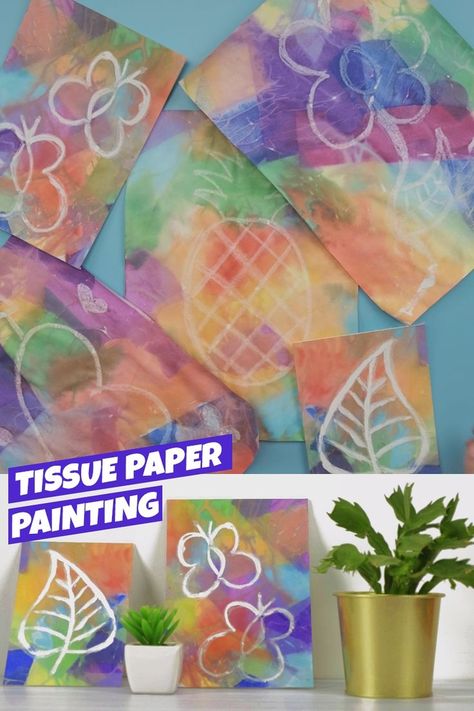 paper craft Tissue Paper Painting, Tissue Paper Art, Tissue Paper Crafts, Art Activities For Kids, Toddler Art, Paper Painting, Camping Crafts, Preschool Art, Preschool Learning