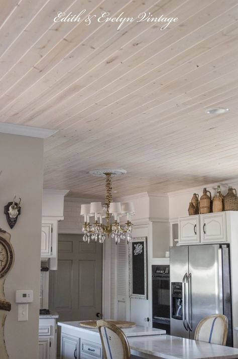 How to Get Rid of a Popcorn Ceiling Remodel House, Wood Plank Ceiling, Wooden Ceiling Design, Plank Ceiling, Popcorn Ceiling, Murphy Beds, Kitchen Ceiling, Wooden Ceilings, False Ceiling Design