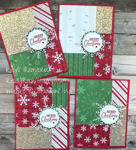 Robin Armbrecht-Really Robin Stamps! | Stamping for life's REAL Moments Stamp A Stack Christmas Cards, Christmas Cards Using Scraps Of Paper, Stampin Up One Sheet Wonder Christmas Cards, Really Robin Stamps Cards, Stampin Up Quilted Christmas Dsp Cards, Stack And Cut Cards, Diy Christmas Cards Handmade, Christmas Panels, Robin Armbrecht