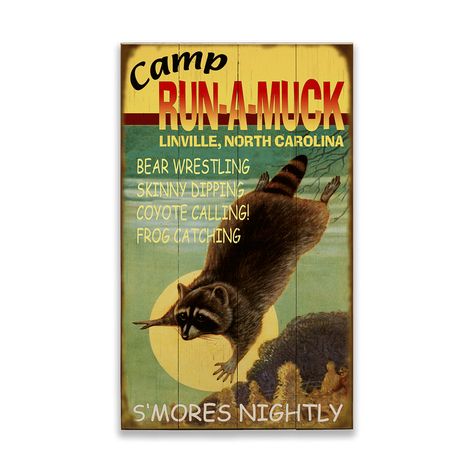 Camp Run-A-Muck Sign Camp Decor, Retro Camping, Cabin Signs, Decor Western, Camping Signs, Camp Style, S'mores, Custom Canvas Prints, Lodge Decor