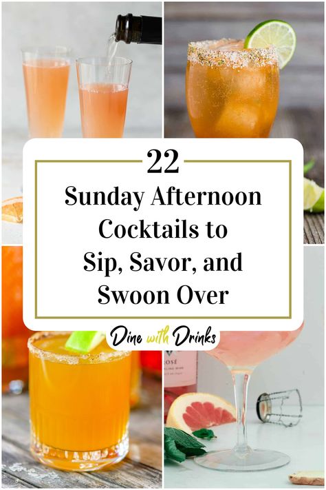 Collage of 4 sunday afternoon cocktails. Afternoon Cocktails, Sunday Drinks, Day Drinking Cocktails, Sunday Cocktails, Football Sunday Cocktails, Morning Alcoholic Drinks, Sunday Afternoon, Sunny D Cocktails, Cherry Juice Cocktail For Sleep