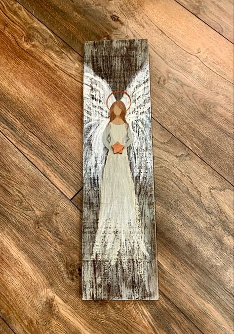 Barn Wood Art, Nativity Art, Angel Wings Painting, Super Saturday, Christmas Paintings On Canvas, Shop Photography, Angel Crafts, Christmas Signs Wood, Angel Painting