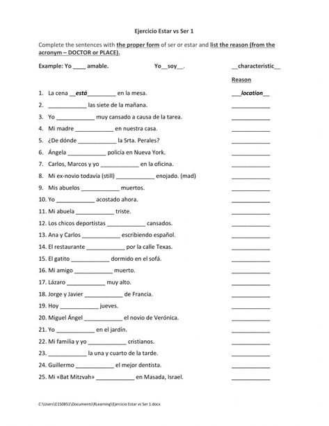 Spanish Colors Worksheet, Beginners Spanish, Spanish Tips, Ser And Estar, Spanish Practice, Spanish Worksheets, Spanish Verbs, Algebra Worksheets, Spanish Teaching Resources