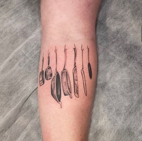 Small Chef Tattoos, Chef Tatoos Culinary Tattoos, Cooking Tattoo Ideas, Food Tattoo Ideas, Chef Knife Tattoo, Chef Tattoo Ideas, Wristband Tattoo, Cooking Tattoo, Gentleman Tattoo