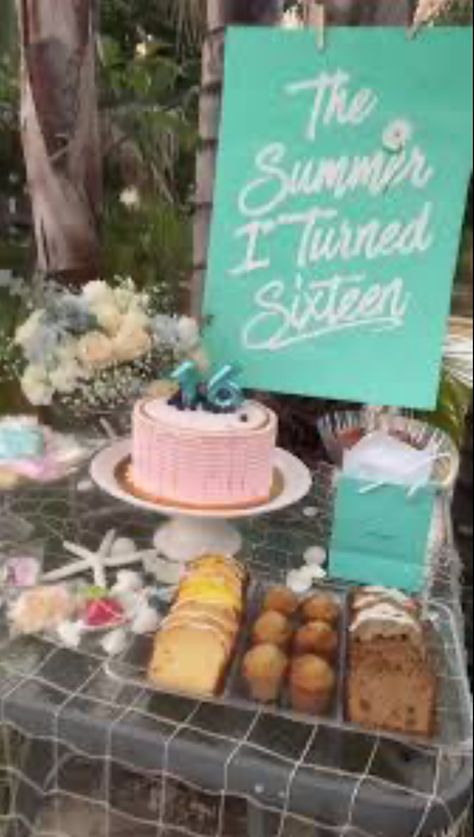 Beach Sweet 16 Party Ideas, The Summer I Turned 16 Party, Beach Theme Sweet 16 Ideas, The Summer I Turned Pretty Birthday Cake, Sweet 16 At The Beach, Summer I Turned Pretty Birthday Party, Beach Themed Sweet 16, The Summer I Turned Pretty Birthday Party, Tsitp Party Theme