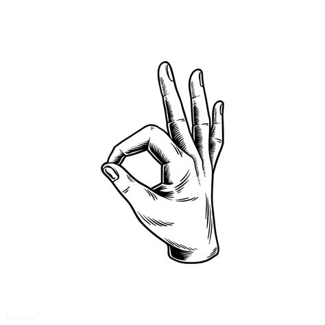 Illustration of a hand making an ok sign | premium image by rawpixel.com Hand Symbol Tattoo, Tank Tattoo, Ok Hand Sign, Black Store, Sign Tattoo, Hand Symbols, Hands Icon, Symbol Tattoo, Tattoo Symbols