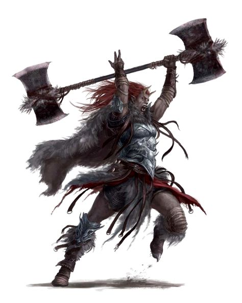 Female Fiendish Orc Double Axe Fighter Barbarian - Pathfinder PFRPG DND D&D d20 fantasy Gothic Statue, 다크 판타지, Dungeons And Dragons Characters, Fantasy Monster, Fantasy Warrior, Arte Fantasy, Fantasy Rpg, Medieval Fantasy, Dnd Characters