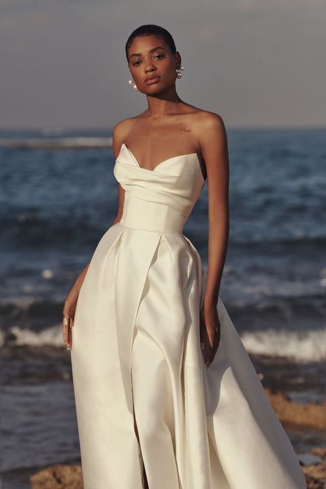 White Bridal Corset Top, Modern Day Wedding Dresses, Strapless Ivory Wedding Dress, Lihi Hod Bridal, Draped Silk Wedding Dress, Bridal Elegance Studio Torrance, Draped Tulle Wedding Dress, Strapless Wedding Dress With Sleeves Added, Sofisticated Wedding Dresses