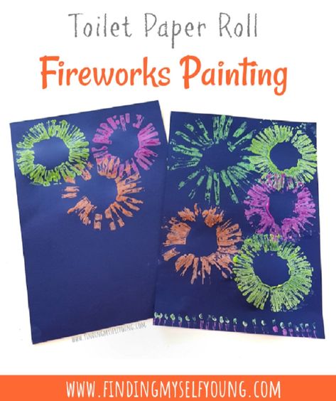 If you want to celebrate New Years with the kids, but don't want to go out and watch real fireworks, try creating some of these easy toilet paper roll fireworks. All you need is toilet paper rolls or cardboard tubes and some paint. Paper Roll Fireworks Painting, Painting With Toilet Paper Rolls, Paper Roll Fireworks, Paint Fireworks, Fireworks Painting, Simple Toilet, Tube Painting, Toilet Paper Roll Craft, Colored Toilets