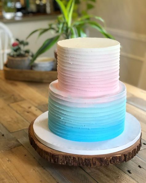 Yvonne’s Vegan Kitchen on Instagram: “Gorgeous pink + blue #RevealCake we made for @daniellamonet before adorning with fresh #organic berries.  #PinkBlueOmbre . Place a custom…” Blue And Pink Ombre Cake, Shadi Outfits, Teal Cake, Pink Ombre Cake, 2 Tier Cake, Ombre Cake, Blue Cakes, Gender Reveal Cake, Vegan Kitchen