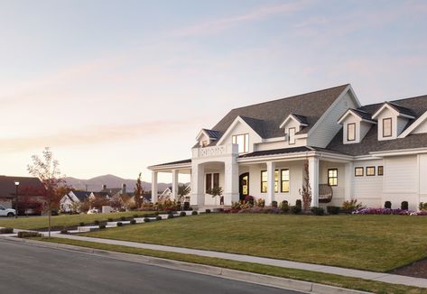 #landscaping #designinspo IKON Landscape White Brick Two Story House Exterior, Modern Farmhouse Mansion House Plans, Modern Farmhouse Mansion Floor Plan, Modern Farmhouse House Plans 2 Story, Farmhouse Mansion Floor Plans, Farmhouse Mansion Exterior, Farmhouse On Land, Modern Farmhouse Mansion, Farmhouse Houseplans